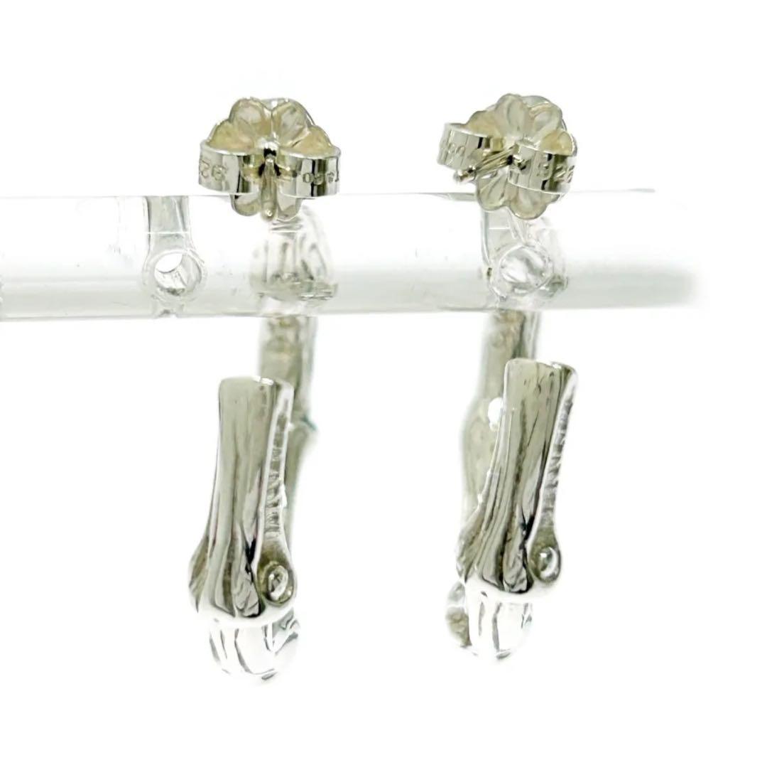 シルバーバンブーフープピアス