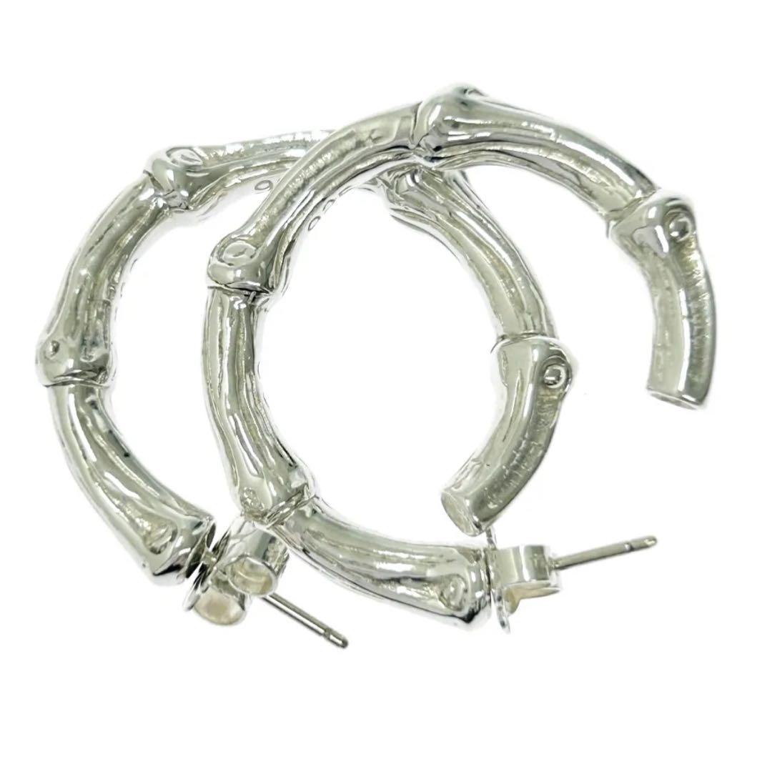 シルバーバンブーフープピアス