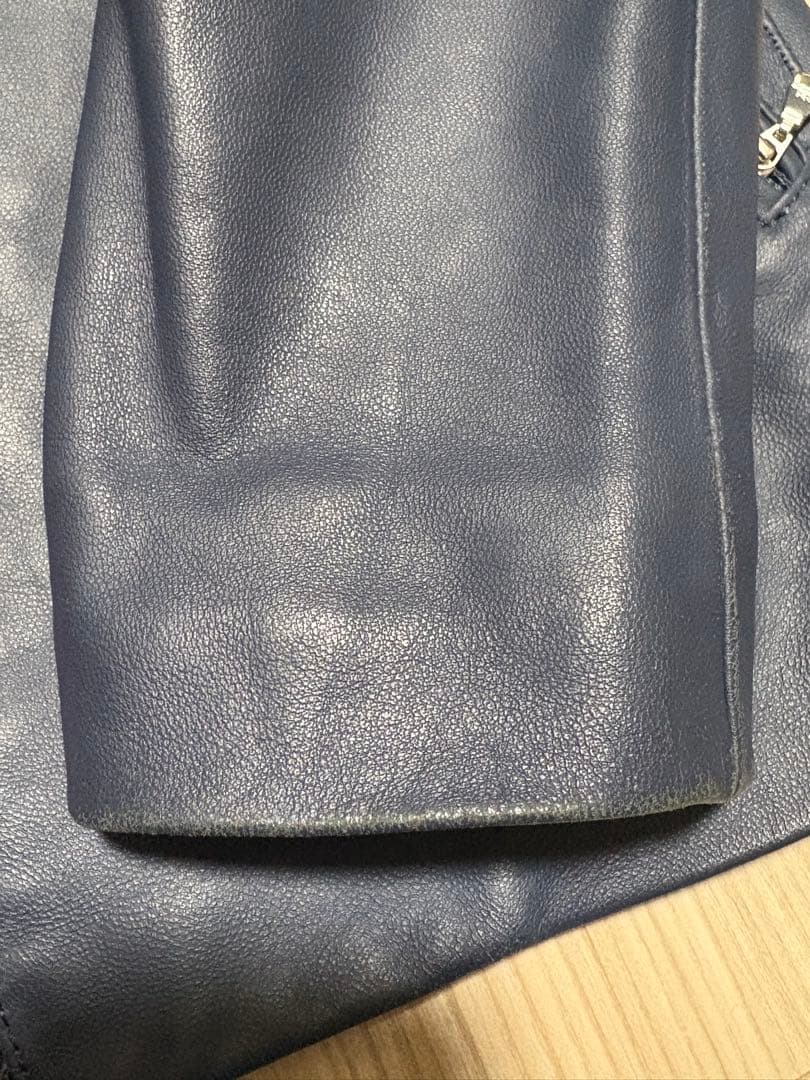 GUILD PRIME 羊革 シングルライダースジャケット レザー ブルー　青