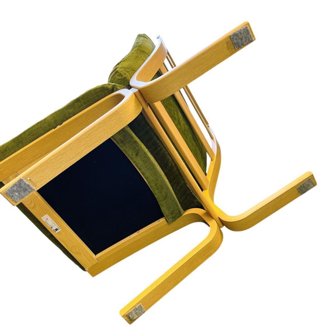 【★美品★】富士ファニチア　パーソナルチェア　オットマン付き　グリーン　おしゃれ