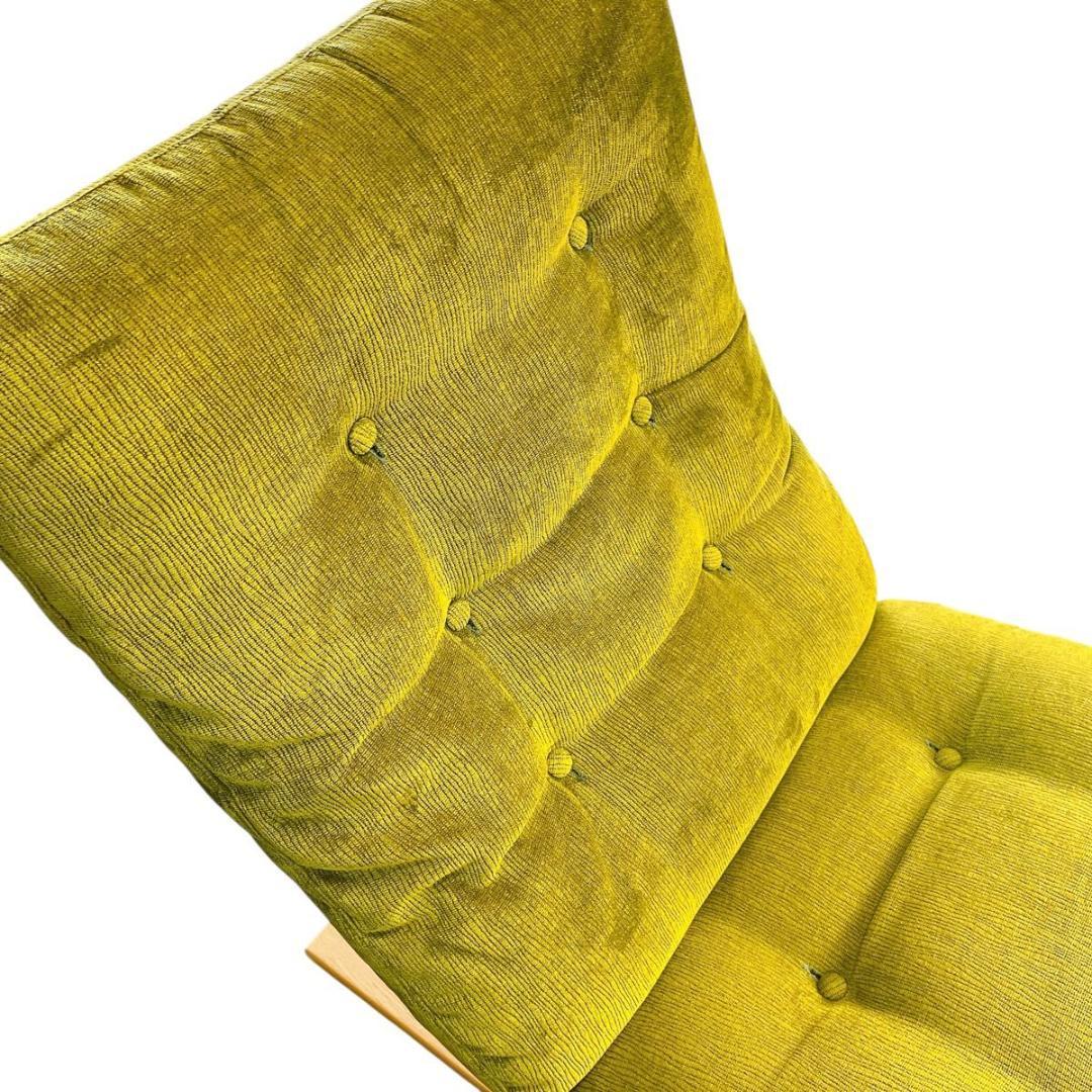 【★美品★】富士ファニチア　パーソナルチェア　オットマン付き　グリーン　おしゃれ