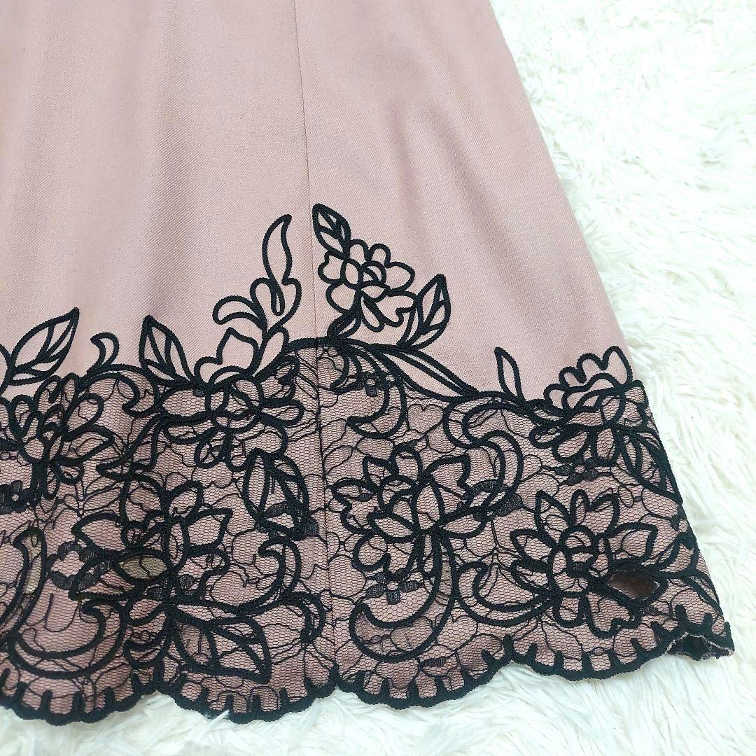 新品タグ付き ANAYI ウール 花柄 レース スカラップ ワンピース Aライン