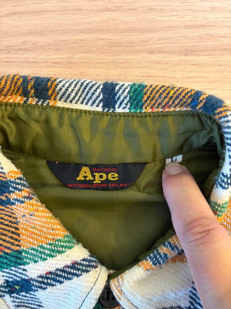 アベイシングエイプ 90年代 ラブジェネ柄色違いチェックネルシャツ L