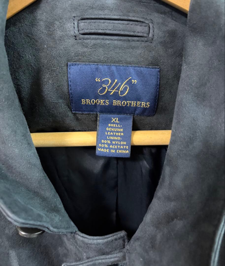 Brooks Brothers ヌバック レザージャケット 本革 ブラック XL