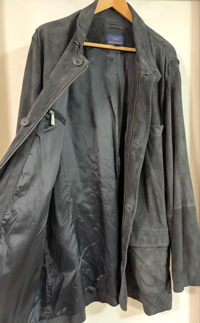 Brooks Brothers ヌバック レザージャケット 本革 ブラック XL