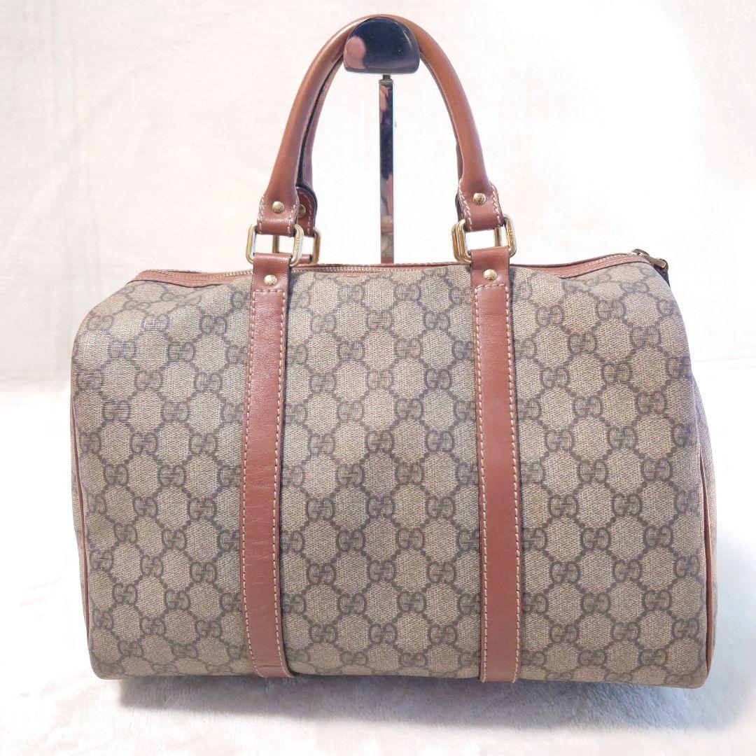 【美品】グッチ ミニボストンバック GGスプリーム アビー ブラウン系 ゴールド