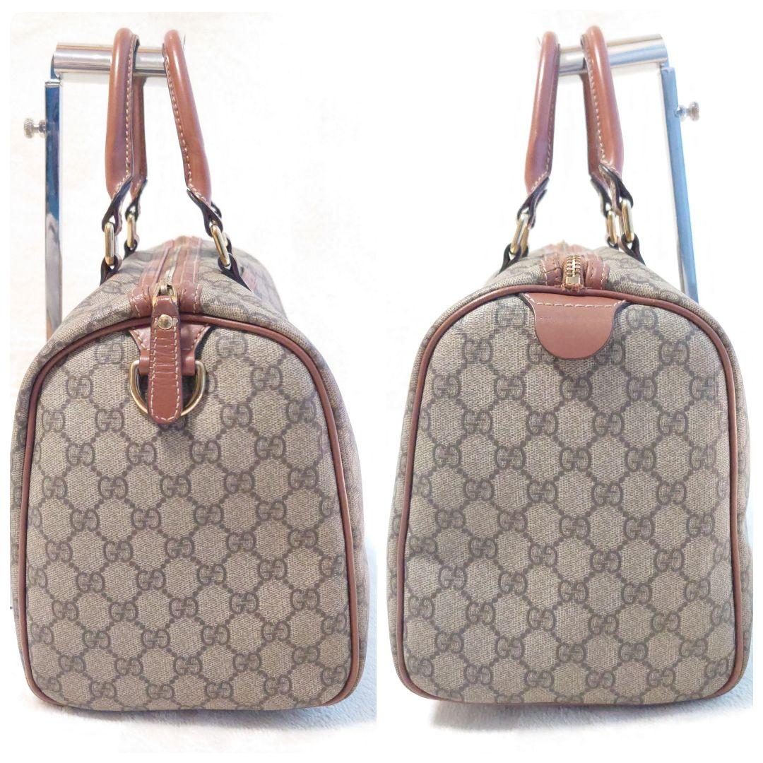 【美品】グッチ ミニボストンバック GGスプリーム アビー ブラウン系 ゴールド