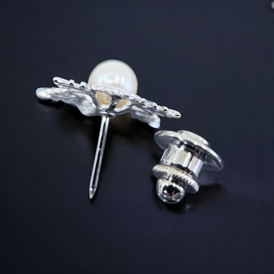 【新品同様】ミキモト　ピンブローチ　バッチ　コサージュ　アコヤ　パール　雪の結晶