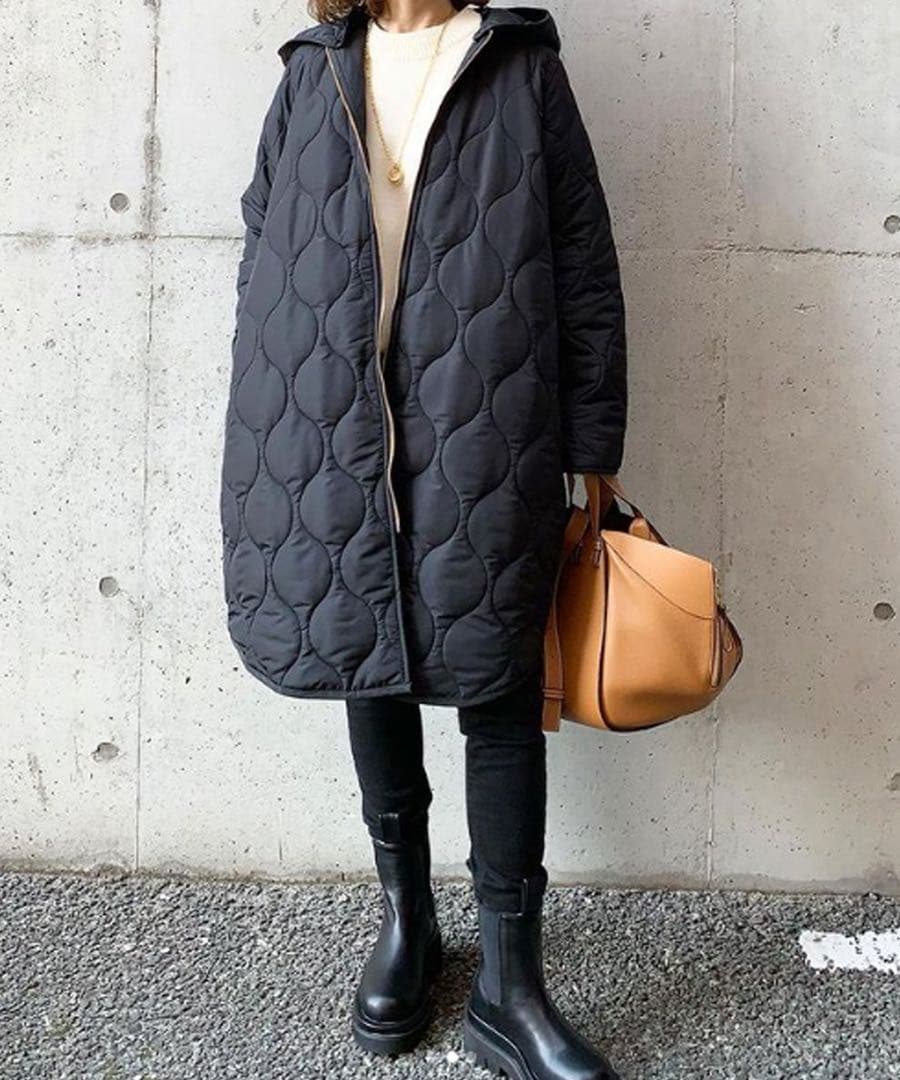 エマテイラー　キルティングフードコート 美シルエット3wayブラック 36 新品