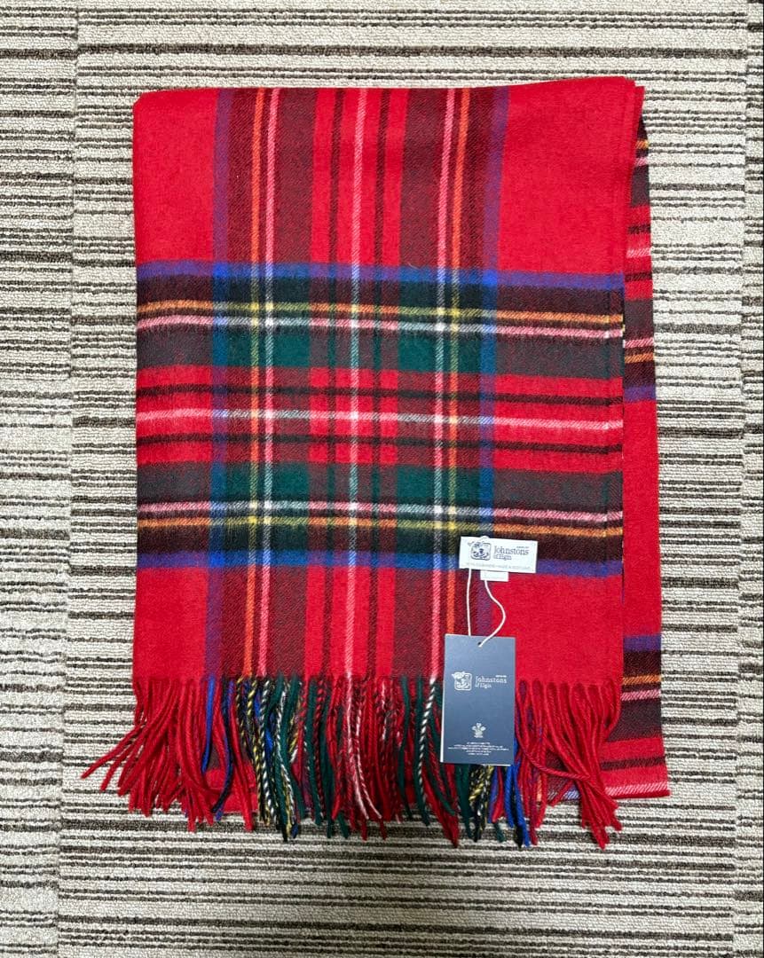 JOHNSTONS OF ELGIN ジョンストンズ 大判カシミヤ ストール赤柄