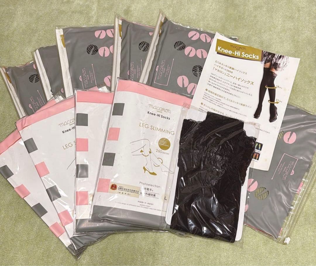 林檎♡ L×３　ドレナージュニーハイソックス　レース付きニーハイ