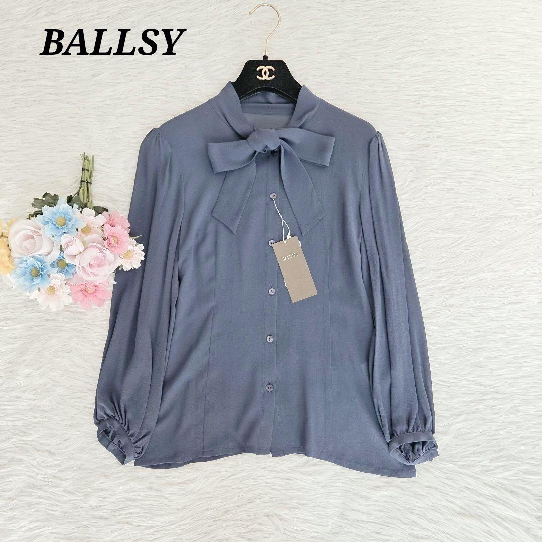 新品　BALLSEY　ブラウス　ボウタイ　シアー　M　シルク　シェルボタン