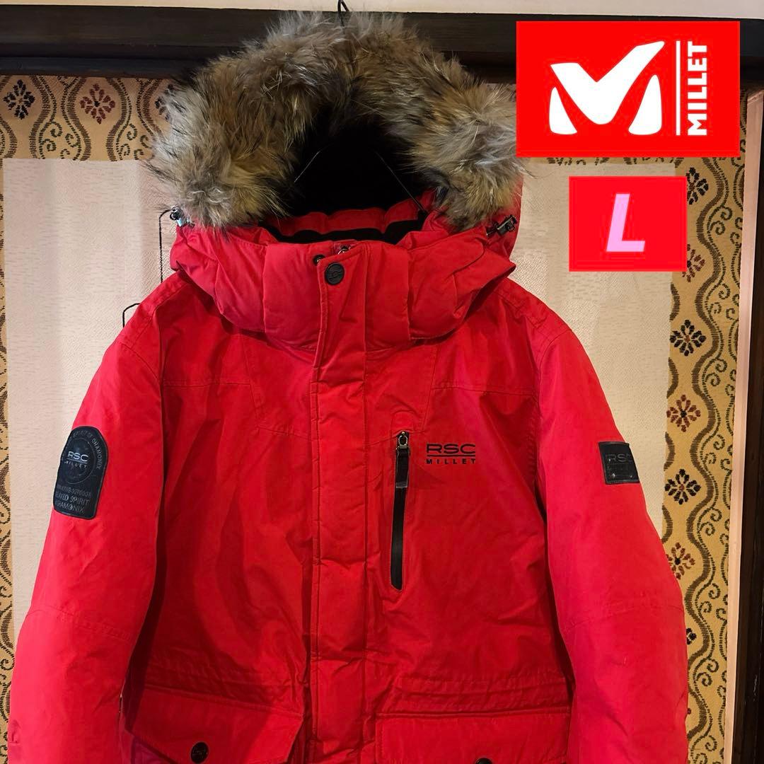 【美品】 MILLET ミレー フードダウン レディースL レッド
