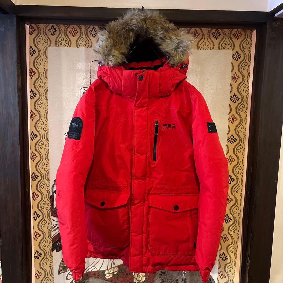 【美品】 MILLET ミレー フードダウン レディースL レッド