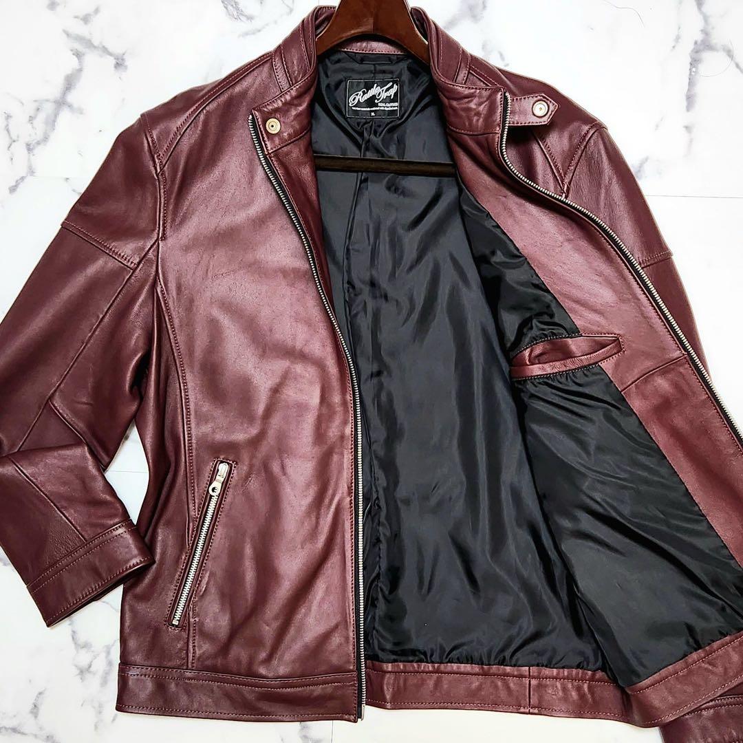 極美品 ラトルトラップ シングルライダース レザージャケット 羊革 ボルドー