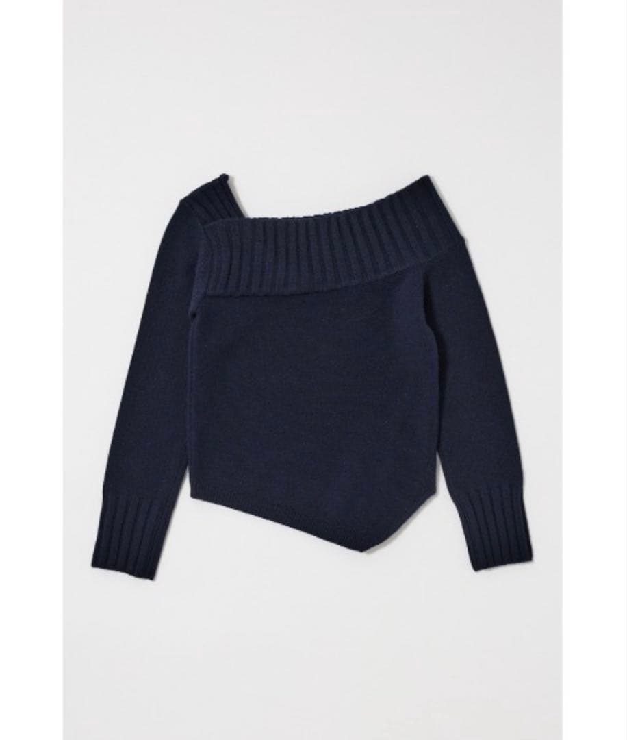 ネイビー オフショルダー セーター moussy