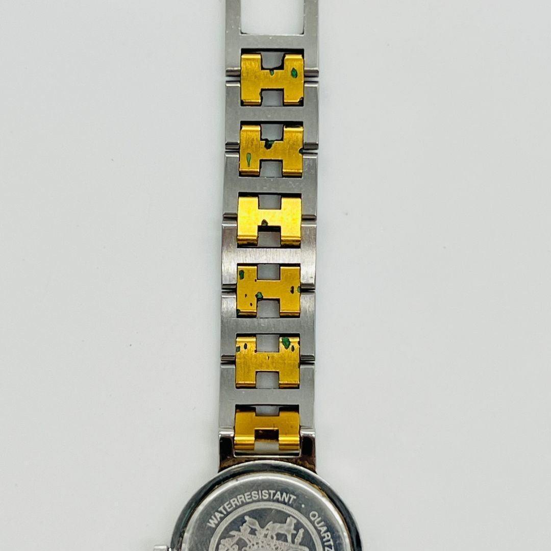 エルメス 新品電池　クリッパー　ホワイト文字盤　クォーツ 腕時計 ゴールド