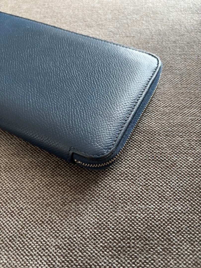 エルメス　長財布　シルクイン　ブルー