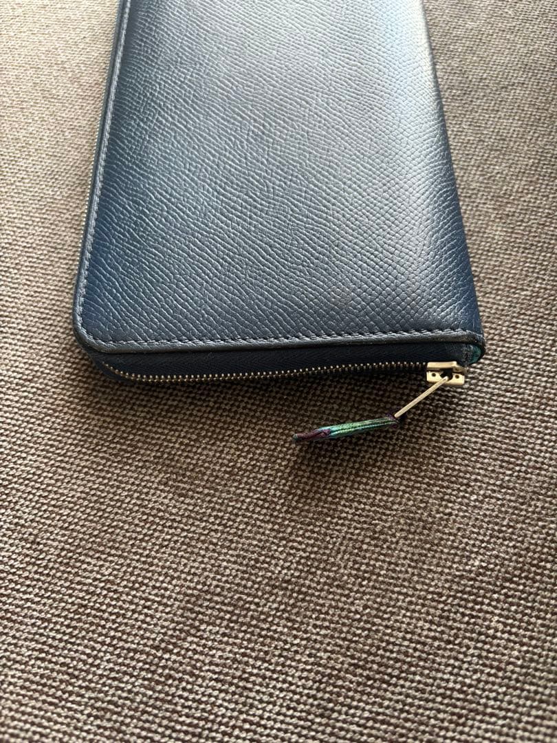 エルメス　長財布　シルクイン　ブルー
