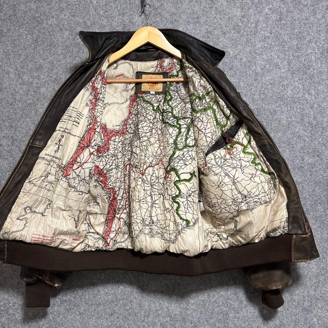 90' HardRockCAFE 革ジャン　A-2 フライトジャケット　地図柄
