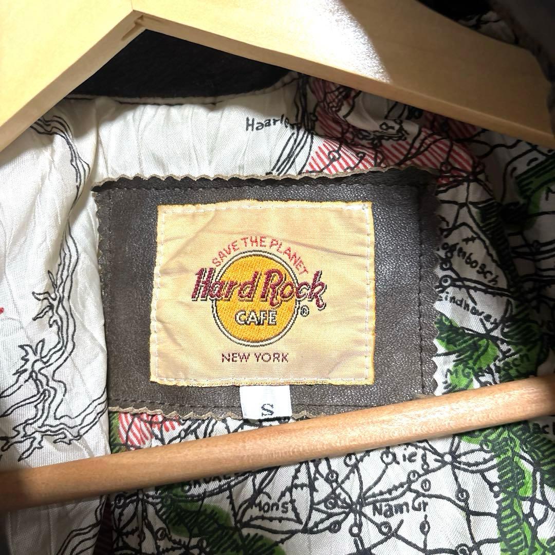 90' HardRockCAFE 革ジャン　A-2 フライトジャケット　地図柄