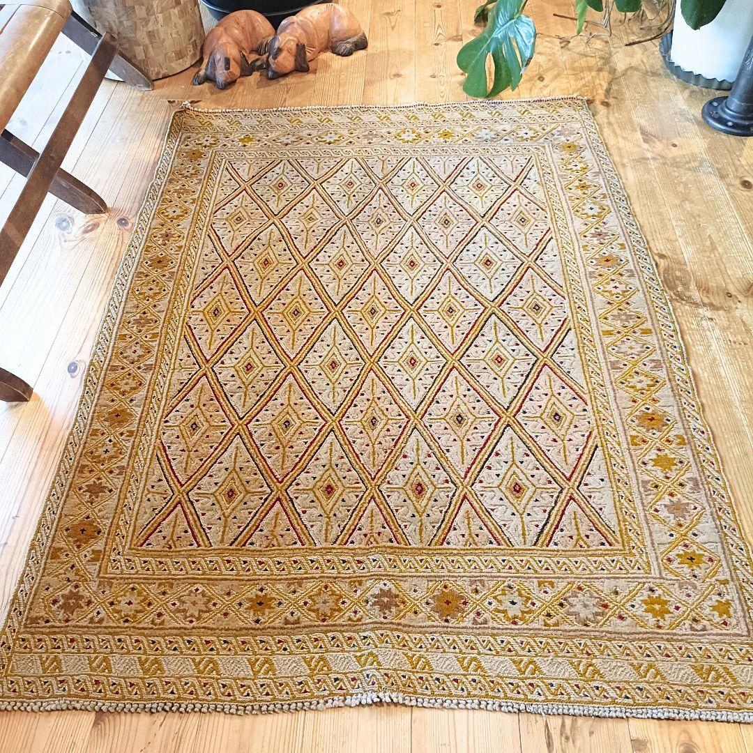 【値下げご依頼】90s マシュワニ　トライバルラグ　アフガン　ヴィンテージラグ