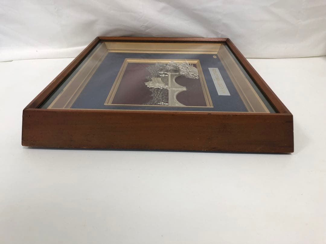 純銀製 天皇陛下御即位五十年記念　額　レリーフ　記念額　額飾