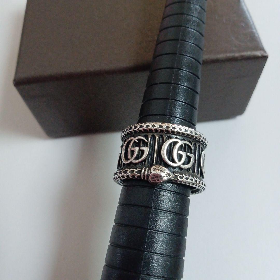 ✨【美品】GUCCI GGロゴスネークリング18号 メンズシルバー925