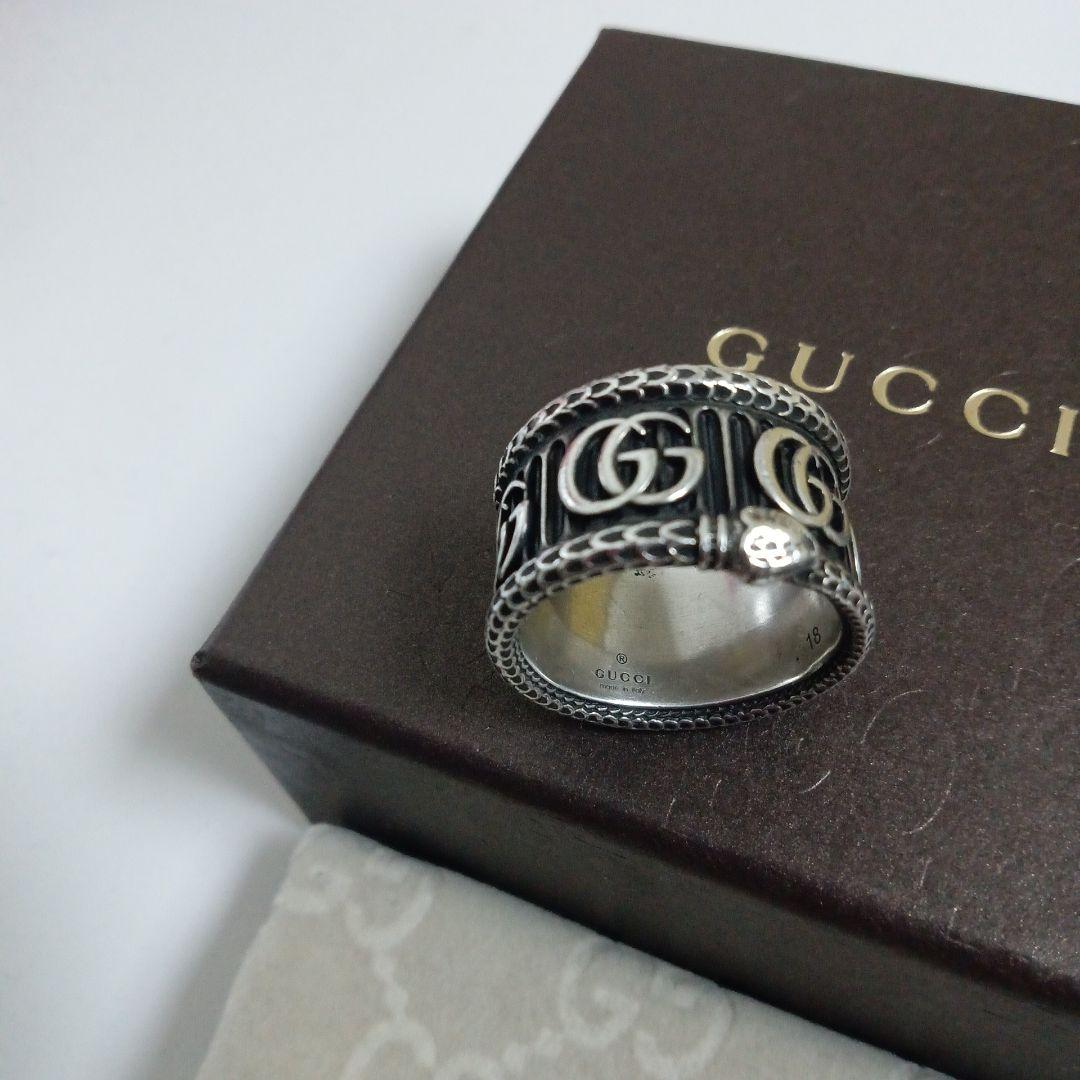 ✨【美品】GUCCI GGロゴスネークリング18号 メンズシルバー925