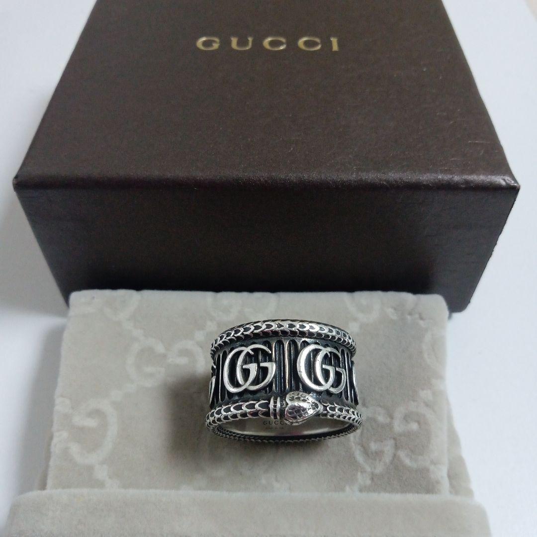 ✨【美品】GUCCI GGロゴスネークリング18号 メンズシルバー925