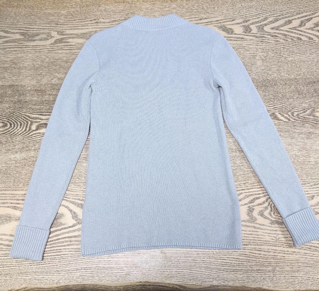 HERMES カシミヤ混リブ編み長袖セーター ライトグレー