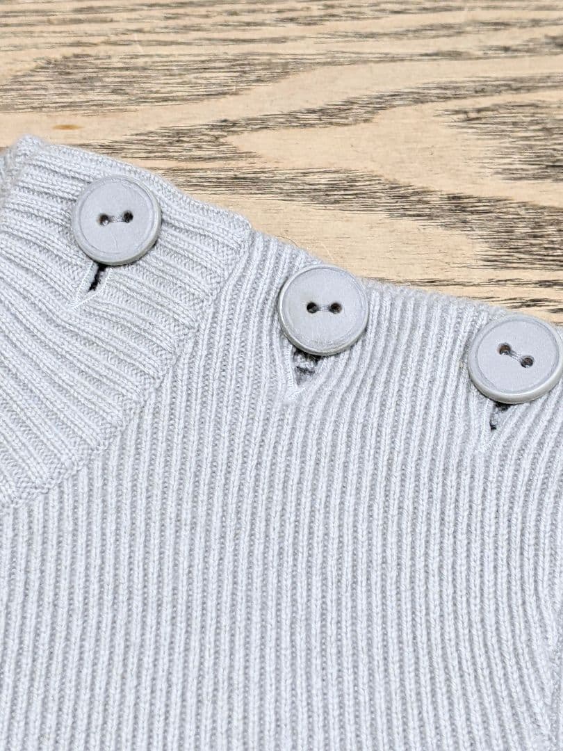 HERMES カシミヤ混リブ編み長袖セーター ライトグレー