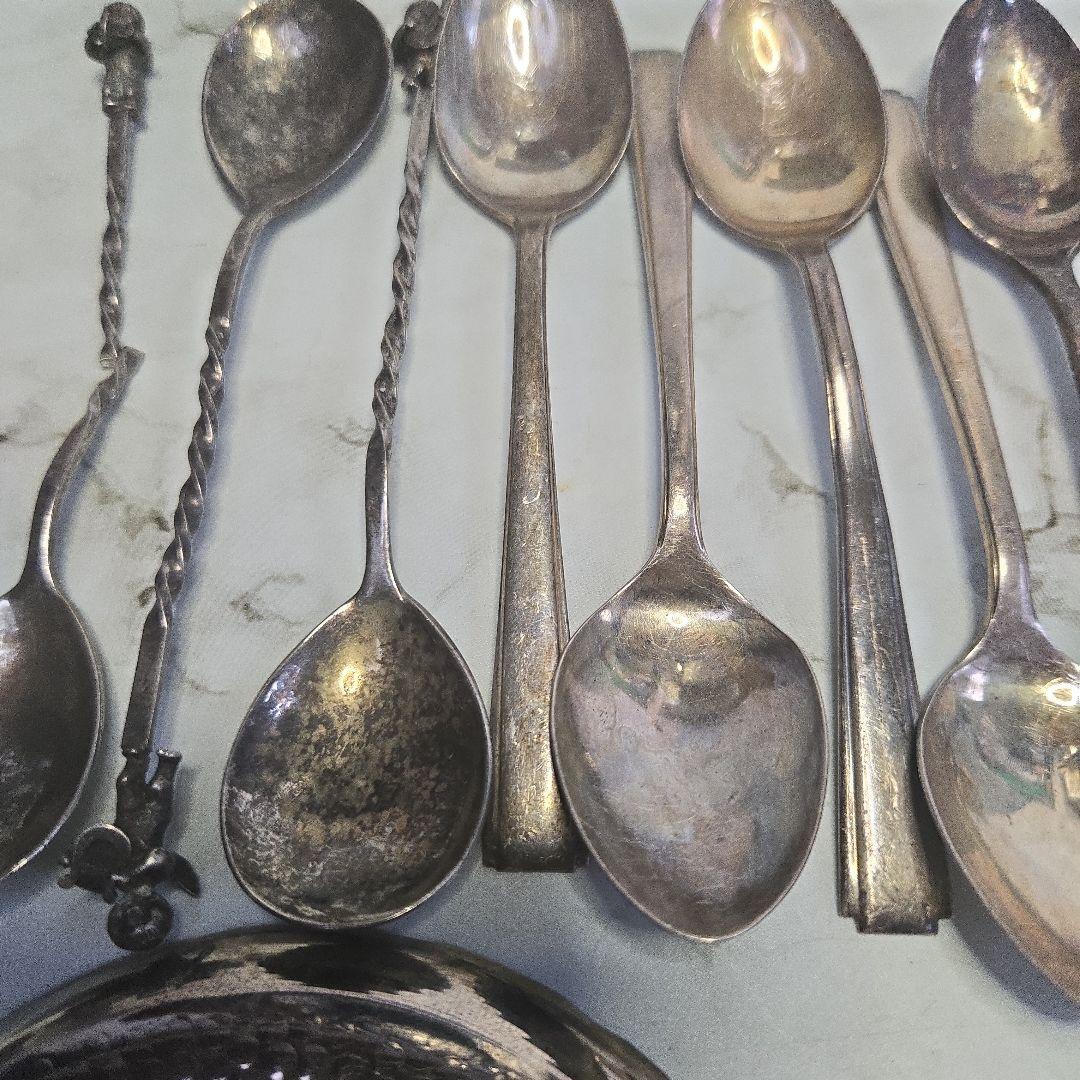 スプーン8本と皿2枚のセット950silver