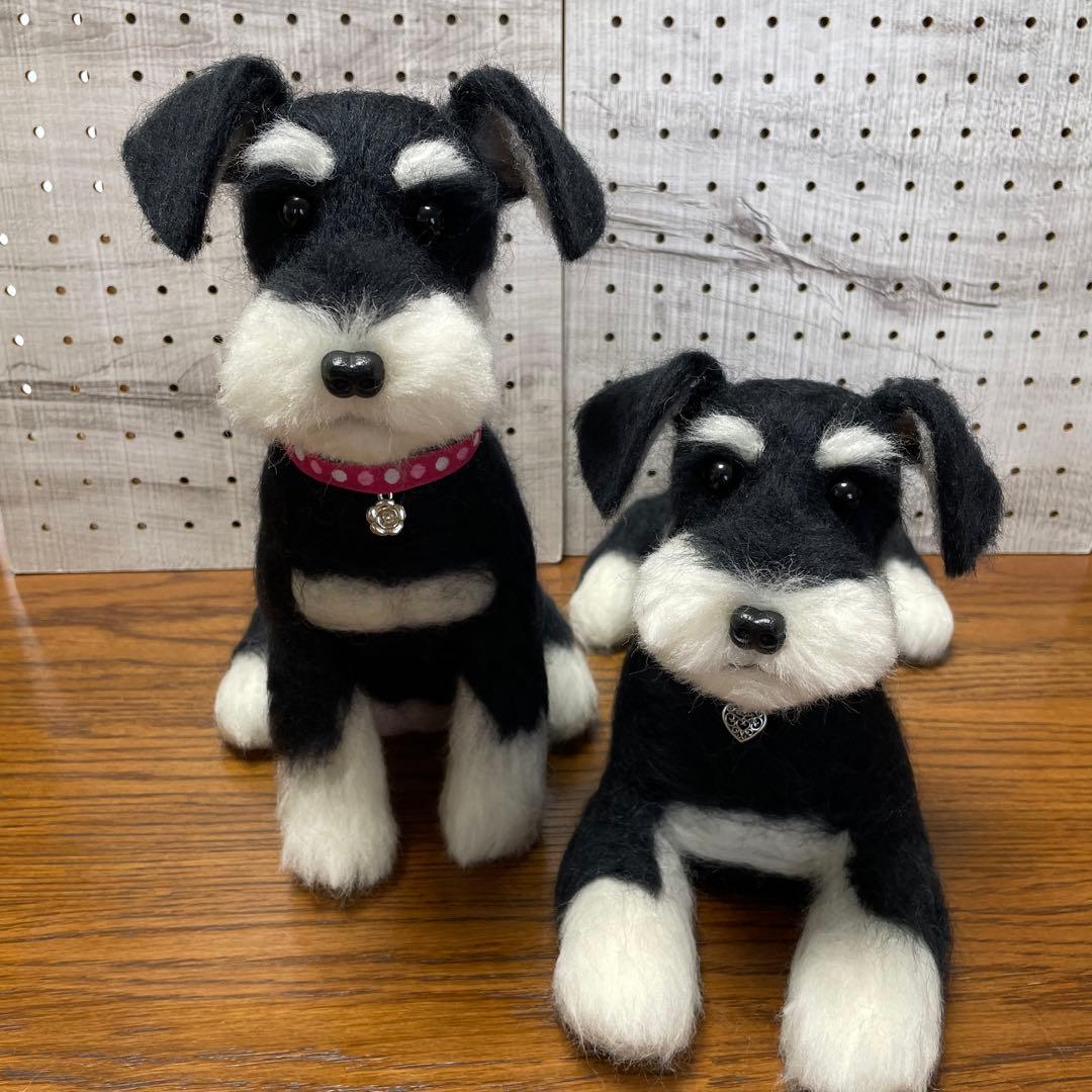 羊毛フェルト　ミニチュアシュナウザー　Mサイズ　3体