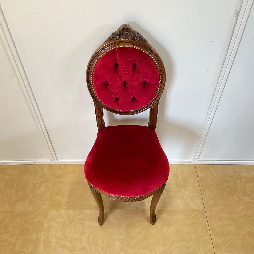 アンティーク調 猫脚チェア① ロココ調 彫刻 鋲 椅子 イス ダイニングチェア