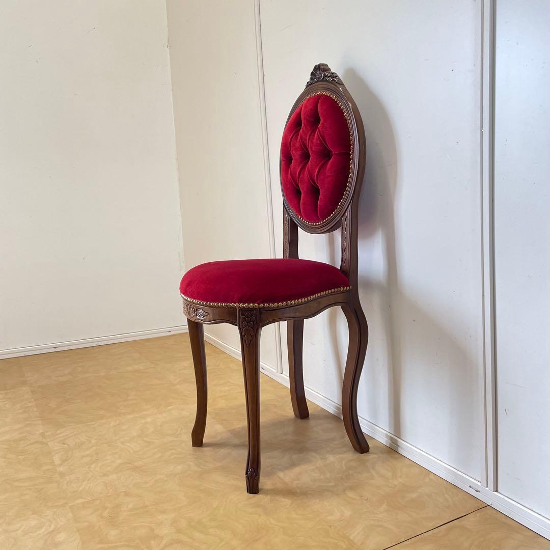 アンティーク調 猫脚チェア① ロココ調 彫刻 鋲 椅子 イス ダイニングチェア