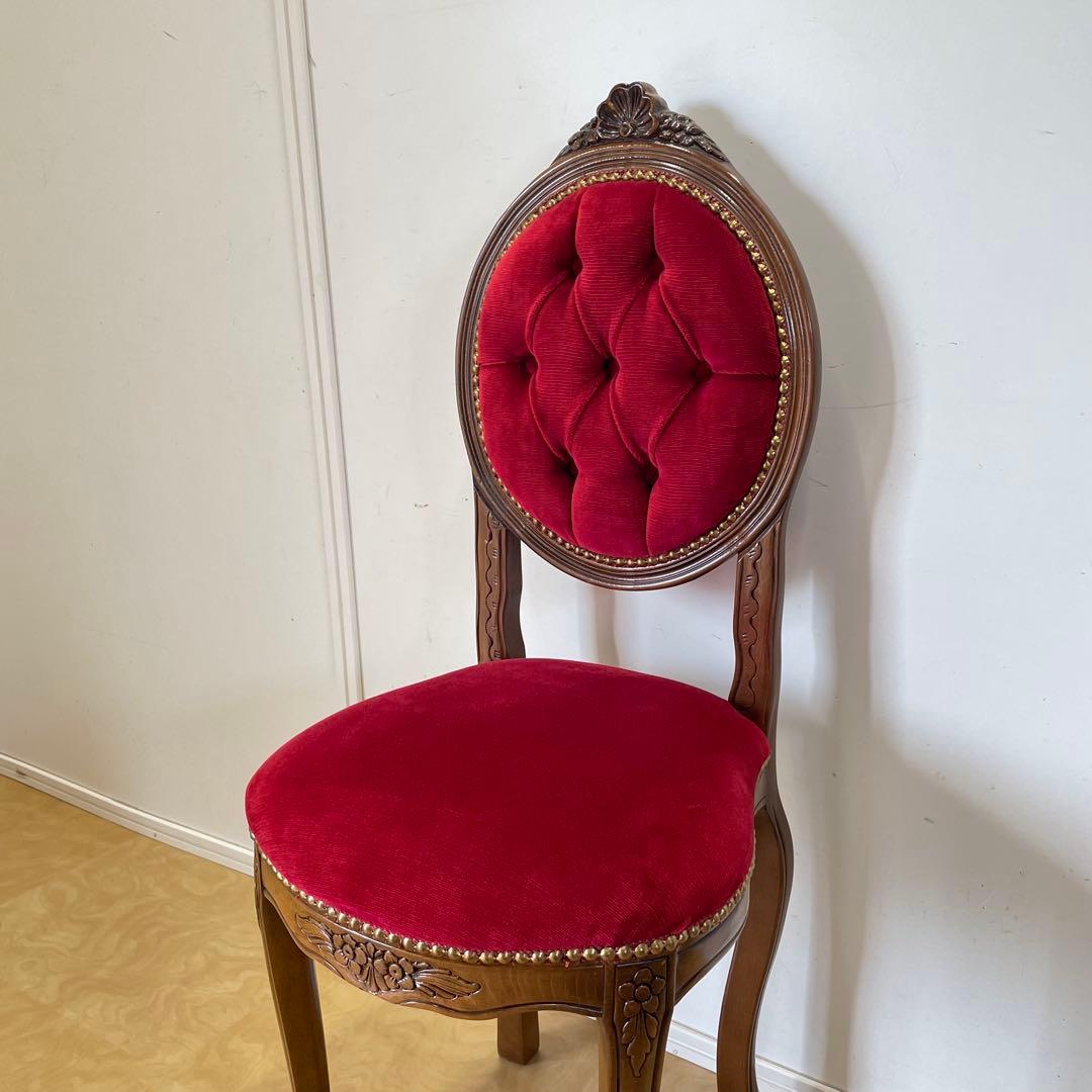 アンティーク調 猫脚チェア① ロココ調 彫刻 鋲 椅子 イス ダイニングチェア