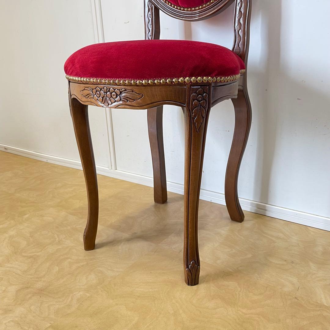 アンティーク調 猫脚チェア① ロココ調 彫刻 鋲 椅子 イス ダイニングチェア