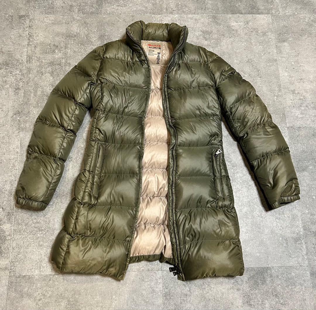 PRADA プラダ　ダウン　ロングダウンコート　カーキ　三角プレート
