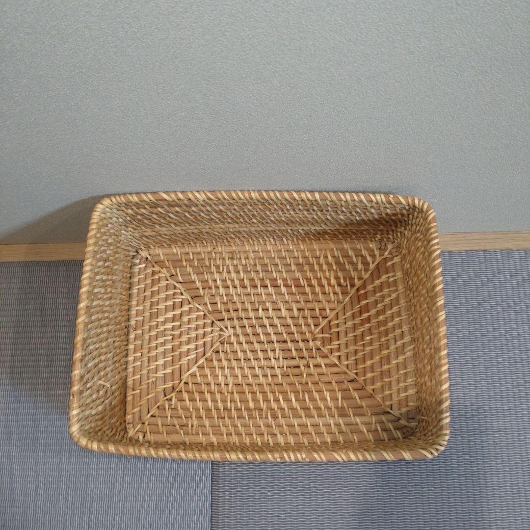 美品!!無印 重なるラタン長方形バスケット特大2個・ 中1個・小2個・蓋1セット