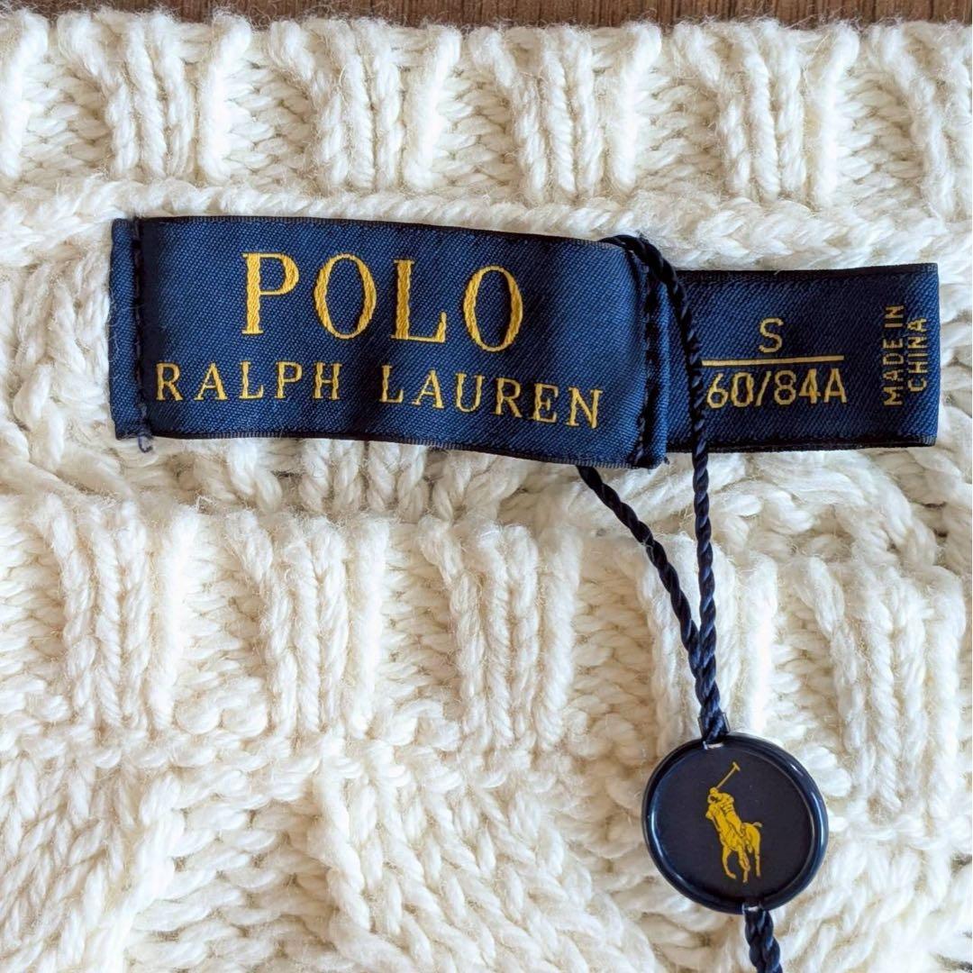 新品 コットン ニット ケーブル編み アランニット S 春物　定番　人気