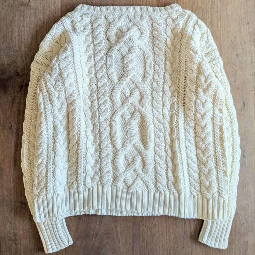 新品 コットン ニット ケーブル編み アランニット S 春物　定番　人気