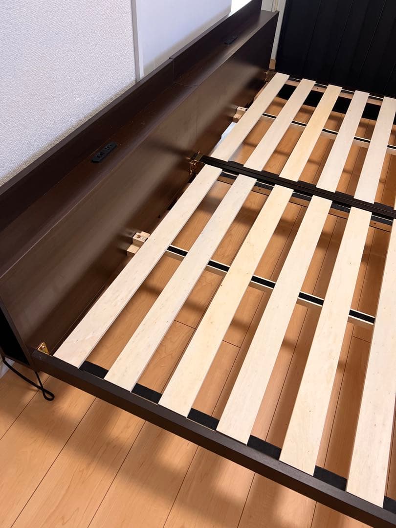 【在庫一掃】ラシクすのこベッドアエラスワイドキング200cm(S+S)ブラウン