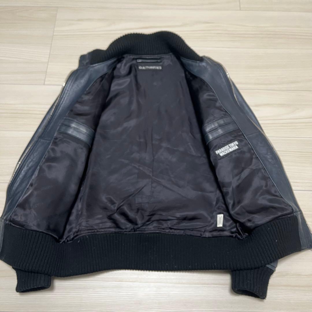 【美品】WACKOMRIA ワコマリア レザー　ジップブルゾン　　M ラムレザー