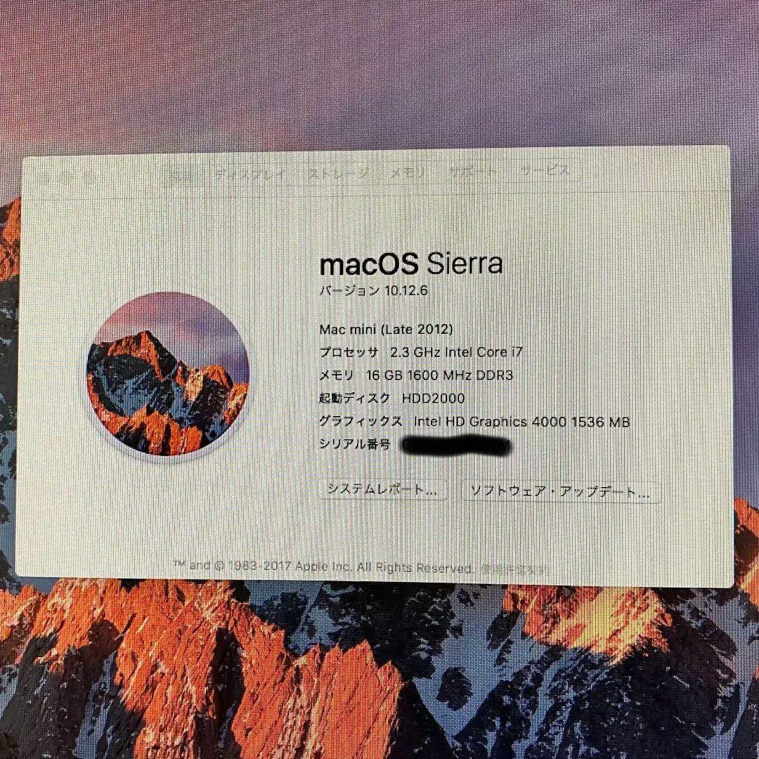 ミニPC Apple Mac Mini 2012 core i7/240G+2T/16GB