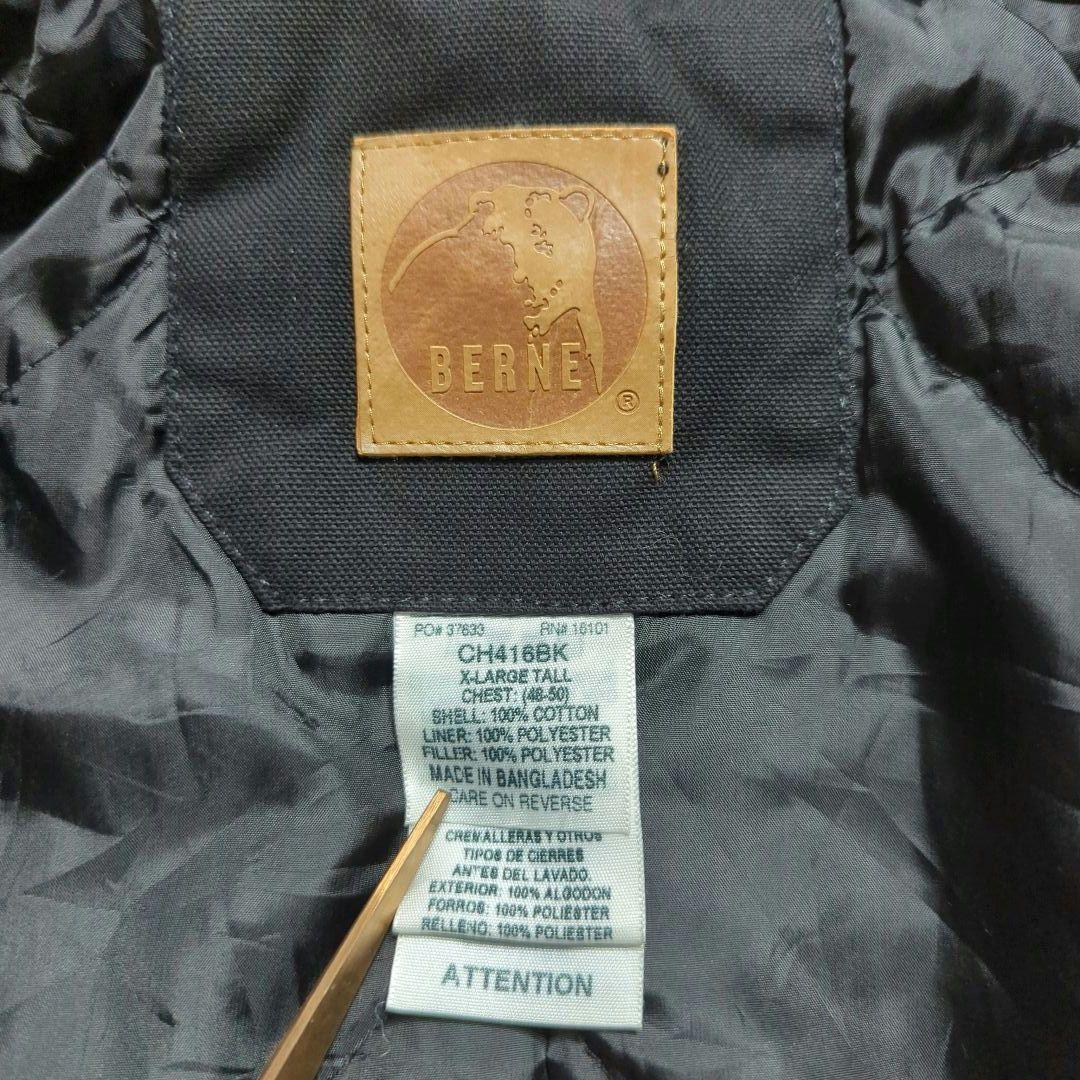 BERNEダックデトロイトジャケットXL 企業刺繍ロゴ中綿フェードブラック