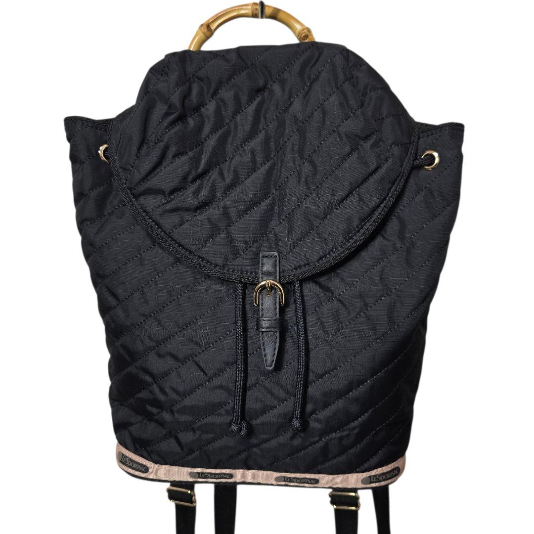 LeSportsac バンブーハンドル キルティング リュック 黒