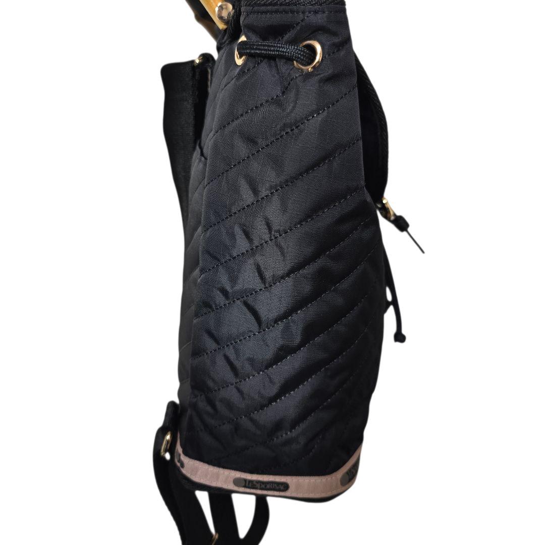 LeSportsac バンブーハンドル キルティング リュック 黒