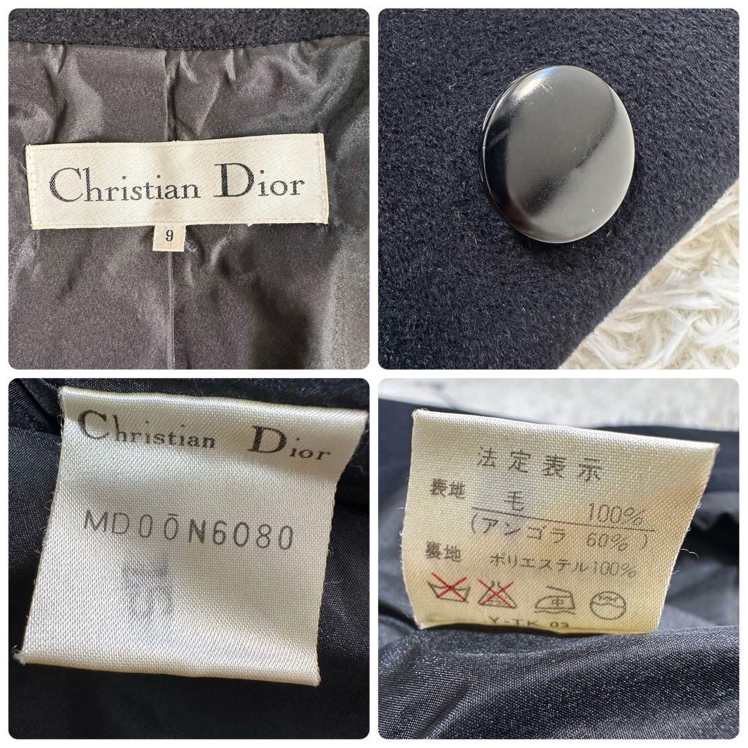 極美品 クリスチャンディオール アンゴラ混 ウールコート ダブル ヴィンテージ黒