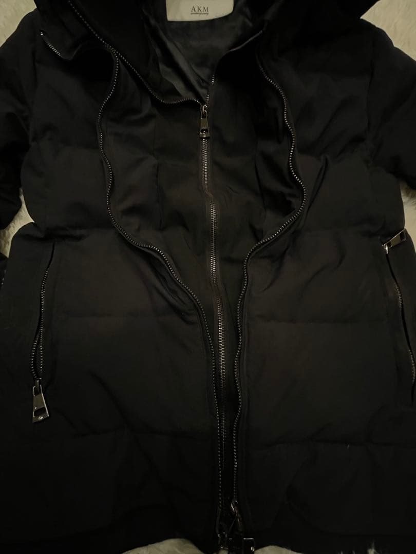 【極美品】AKM 最高級レイヤード ダウンジャケット 黒 二重Wジップ仕様